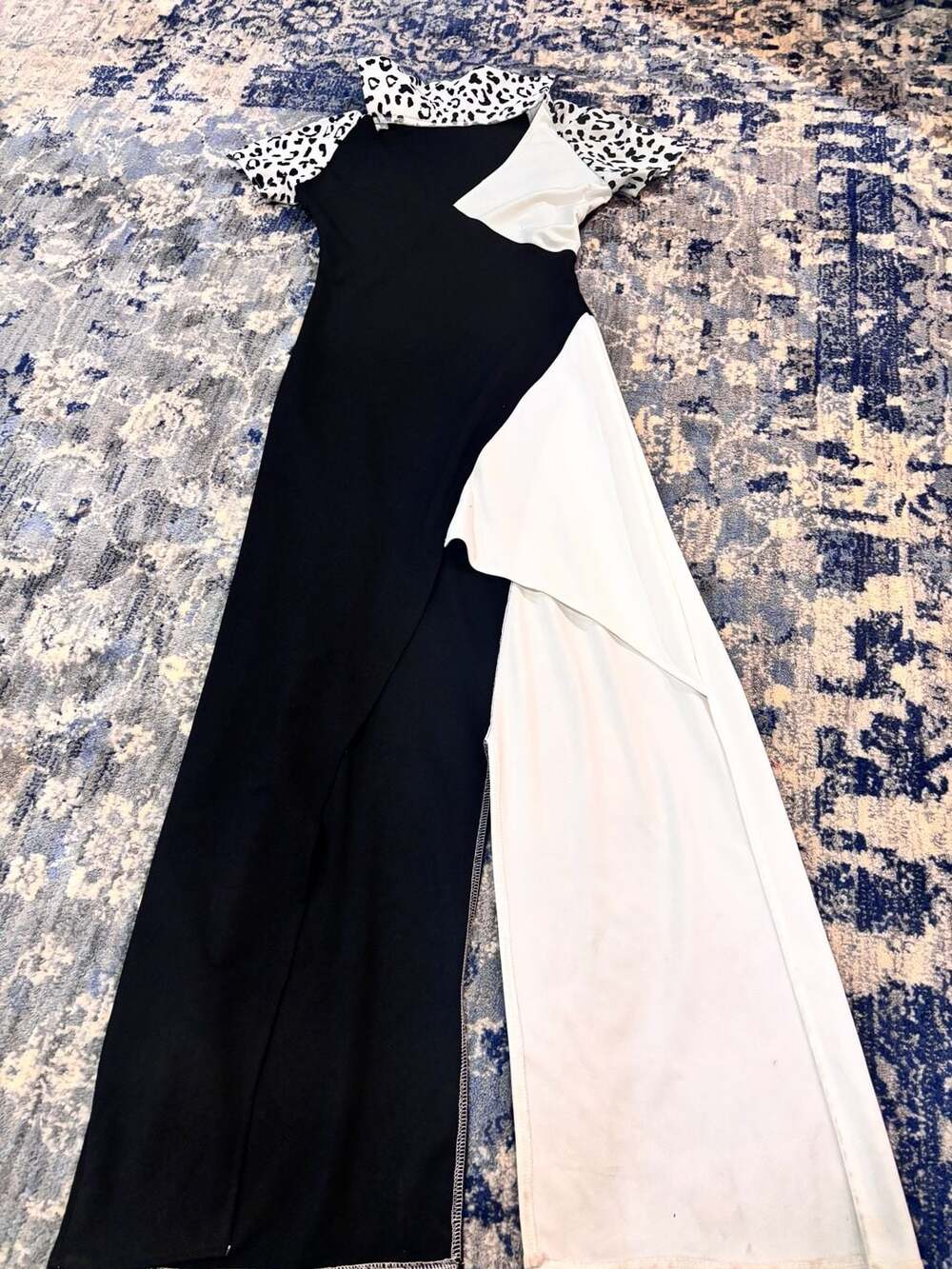 👻🎃 Cruella Deville COSTUME Dress Colorblock Maxi Sz S